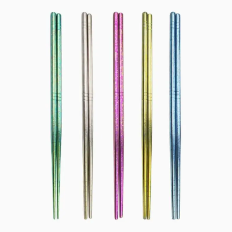 100% Pure Titanium Rainbow Metallic Chopsticks, Antibacterial Non-Slip Chopsticks, Reusable, Dishwasher Safe, Great Gift for Family & Friends