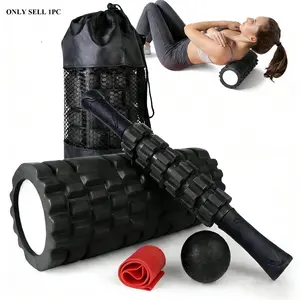 5-In-1 Foam Roller Set for Deep Tissue Muscle Massage, High Density Fitness Exercise Foam Roller, Massager Rollers & Balls, Resistance Bands, Muscle Roller Stick