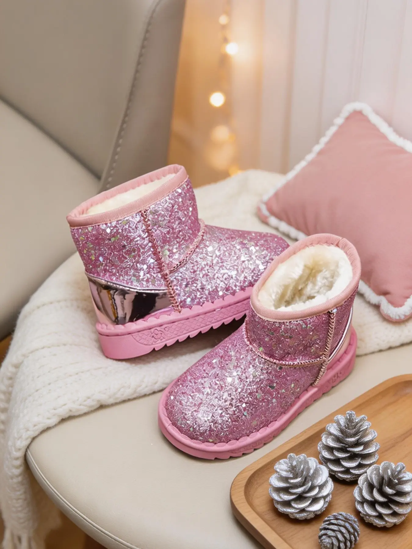 Sequined Snow Boots, Winter Anti-Slip Thick Sole Cotton Boots, Warm Polar Boots, Unisex, Multiple Colors, Outdoor Ankle Boots