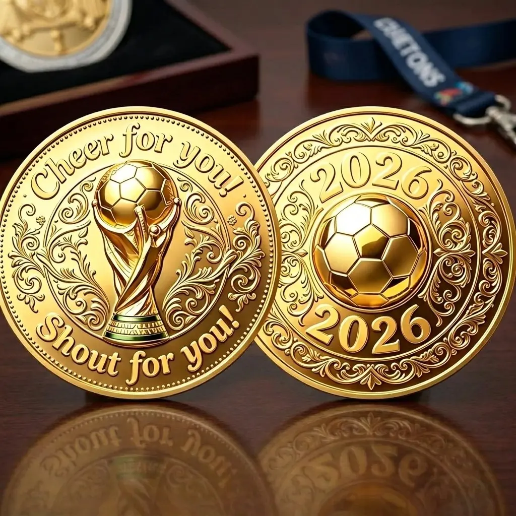 2026 Football Commemorative Coin Edition, Collectible Medal, Collectible Item, Soccer Fan Gift, Fanatic, Enthusiasts, Sports Memorabilia, Includes Protective Case, Soccer Theme