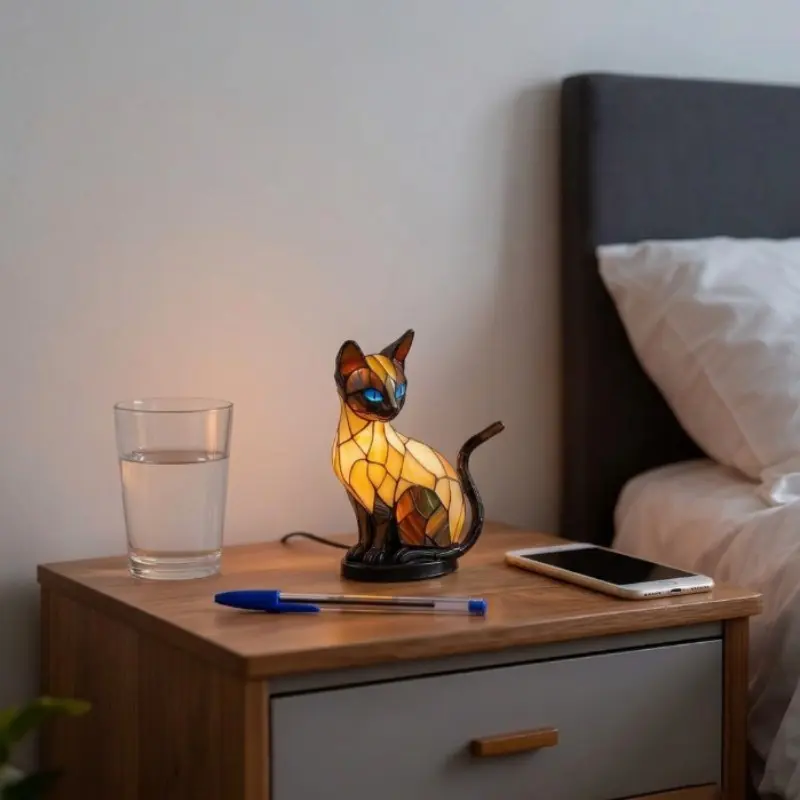 Retro 3D Cat Decorative Night Light with USB & Colorful Glow, Cozy Vintage Desk & Bedroom Lamp, Fun Christmas Decor for Cat Lovers & Pet Owners