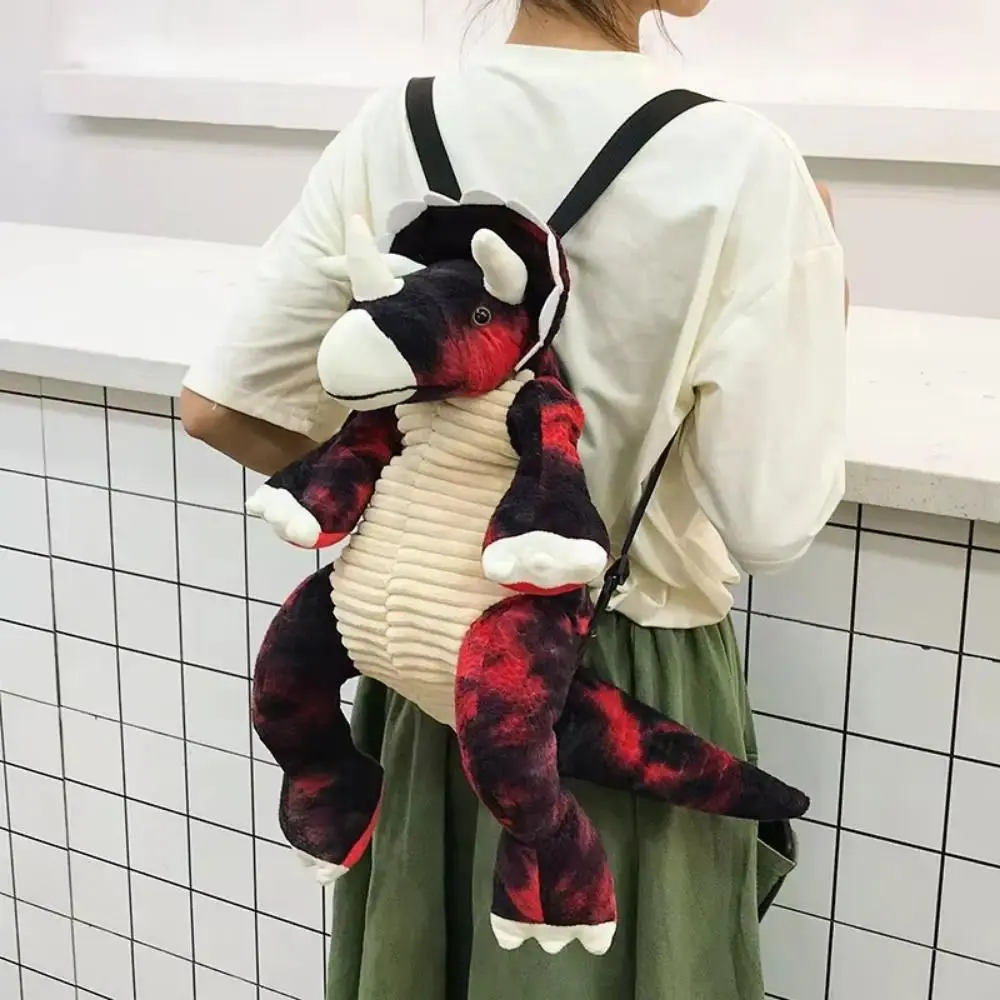 Plush Cartoon Dinosaur Backpack - 40cm Synthetic Waterproof Large-Capacity Bag with Adjustable Straps, Ideal for Holidays