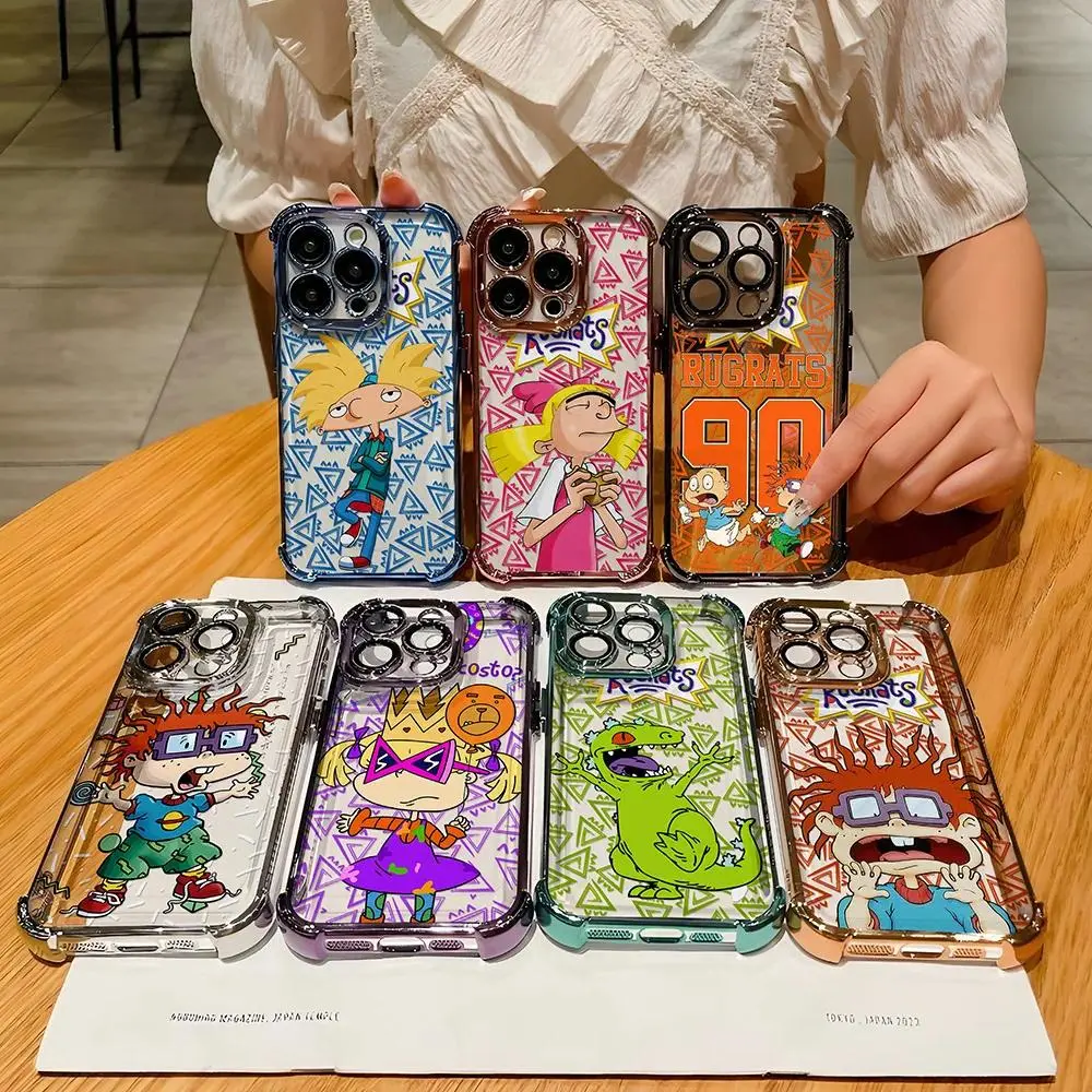 Cartoon Adventure Rugrats Plating Phone Case For Samsung Galaxy S26 S25 S24 S23 S22 5G For iphone 17 16 15 14 13 12 11 17Air Plus Pro Promax