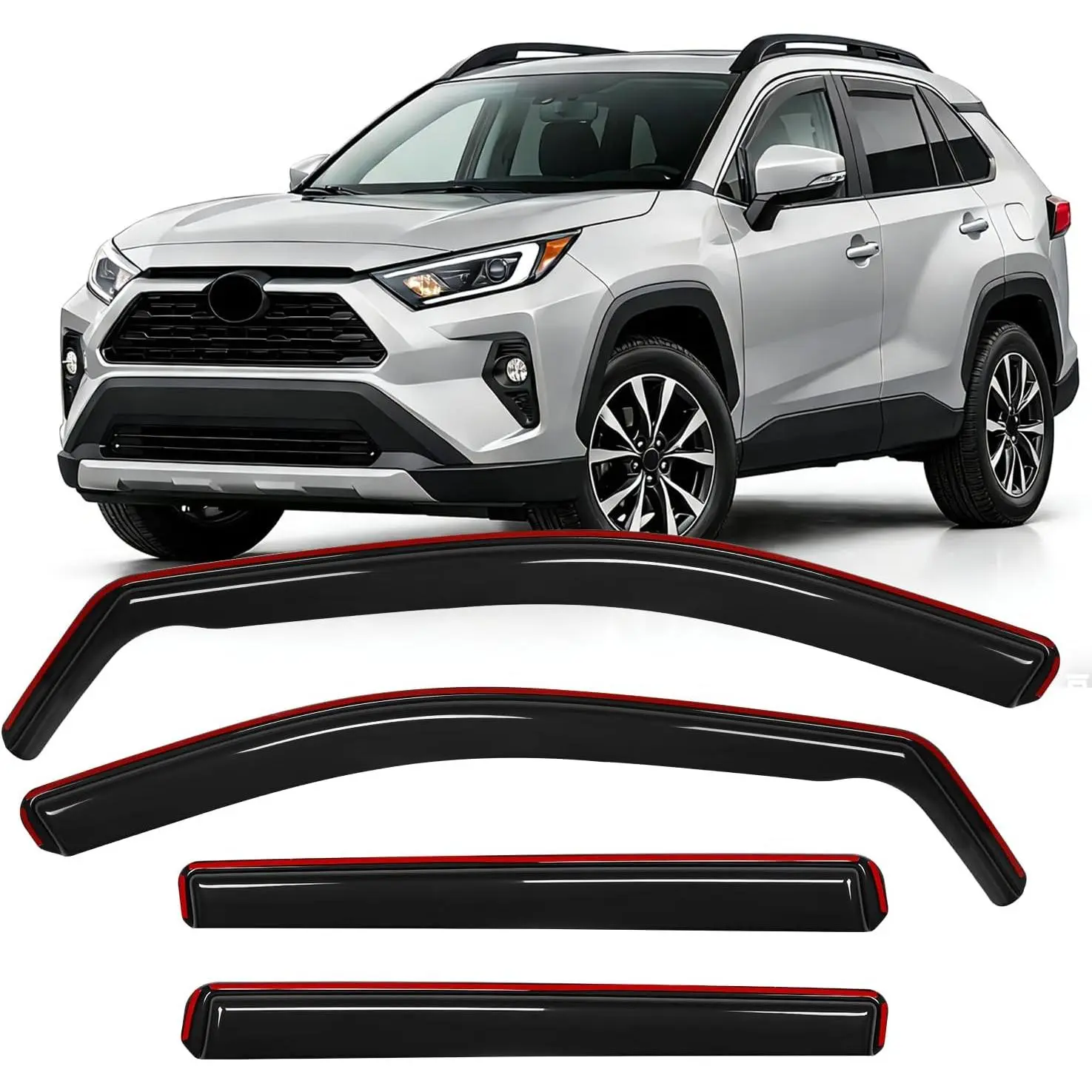 Nilight Vehicle-Specific In-Channel Rain Side Window Deflectors & Visors for Toyota RAV4 2019-2025, Smoke Tinted 4pcs Vent Shades, Rain Protection, Wind Noise Reduction, Enhanced Ventilation