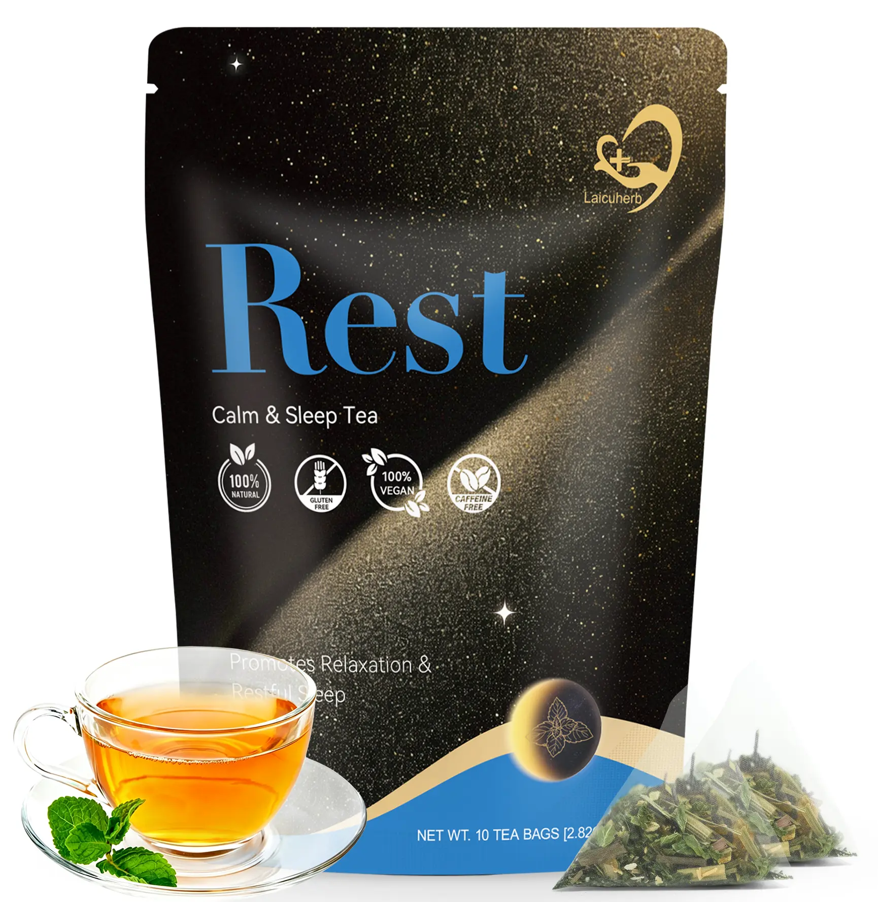 Laicuherb Rest Calm Evening Herbal Supplement – 8-Herb Relaxation Formula for Women, 10 Servings