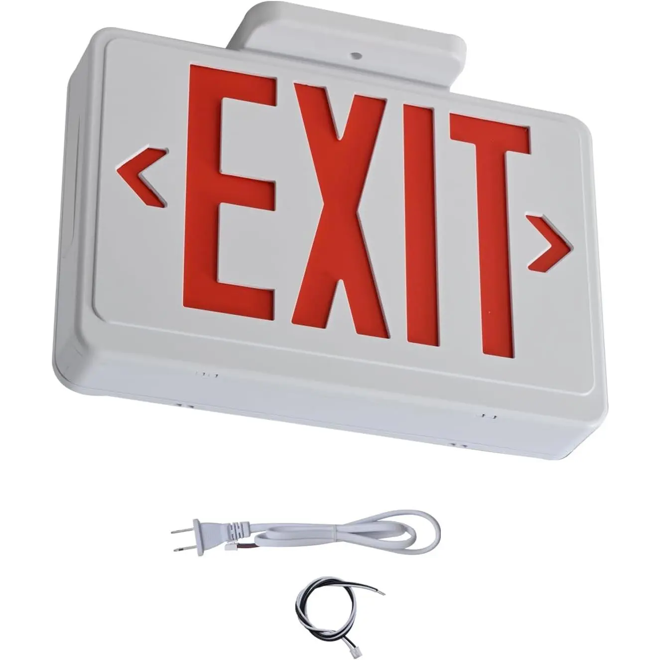 Red LED Exit Sign with 4-Hour Battery Backup, Plug-in Cord Emergency Lights for Business Use, Double-Face UL Certified Commercial Emergency Lighting (AC85-277V)