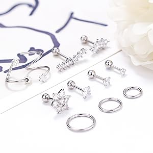 MILACOLATO Cartilage Earring 11count 16G 18G Stainless Steel Cartilage Earrings Stud Hoops Conch Forward Helix Earrings Tragus Daith Piercing CZ Barbell Stud Cartilage Piercing Jewelry for Women s Studearrings MILACOLATO Cartilage Earring 11count 16G 18G Stainless Steel Cartilage Earrings Stud Hoops Conch Forward Helix Earrings Tragus Daith Piercing CZ Barbell Stud Cartilage Piercing Jewelry for Women s Studearrings