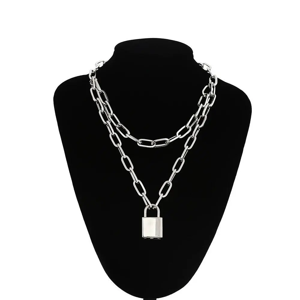 Lock Chain Necklace With A Padlock Pendants For Women Men Punk Jewelry On The Neck  Grunge Aesthetic Egirl  Accessories