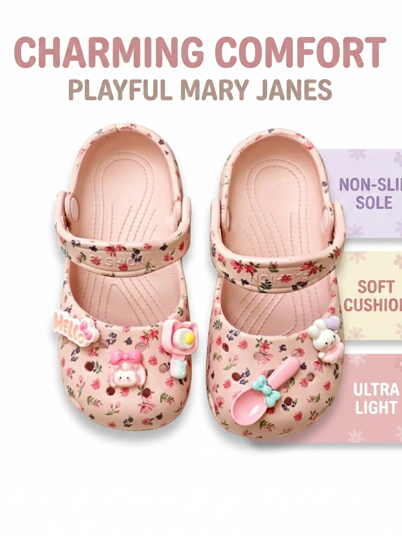 Ballet Flat Shoes, Cute Cartoon Design, Eva Material, Summer Beach Sandals, Holiday Sandals, Princess Style, Family Matching Footwear