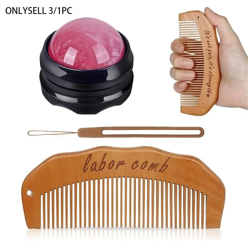 Birth Comb & Massage Roller Ball Kit for Pregnant Women Labor, Delivery and Childbirth Essentials, Maternity Wooden Labor Comb Pregnancy Must Haves, Designed for Expectant Mothers