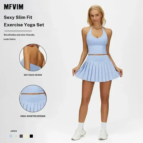 MFVIM Women's Solid Color Dry Fit Sleeveless Yoga Sports Vest - Slim-Fit Breathable Athletic Workout Sets Women for Yoga, Gym All-Season Fitness Activewear,travel essentials,camping essentials