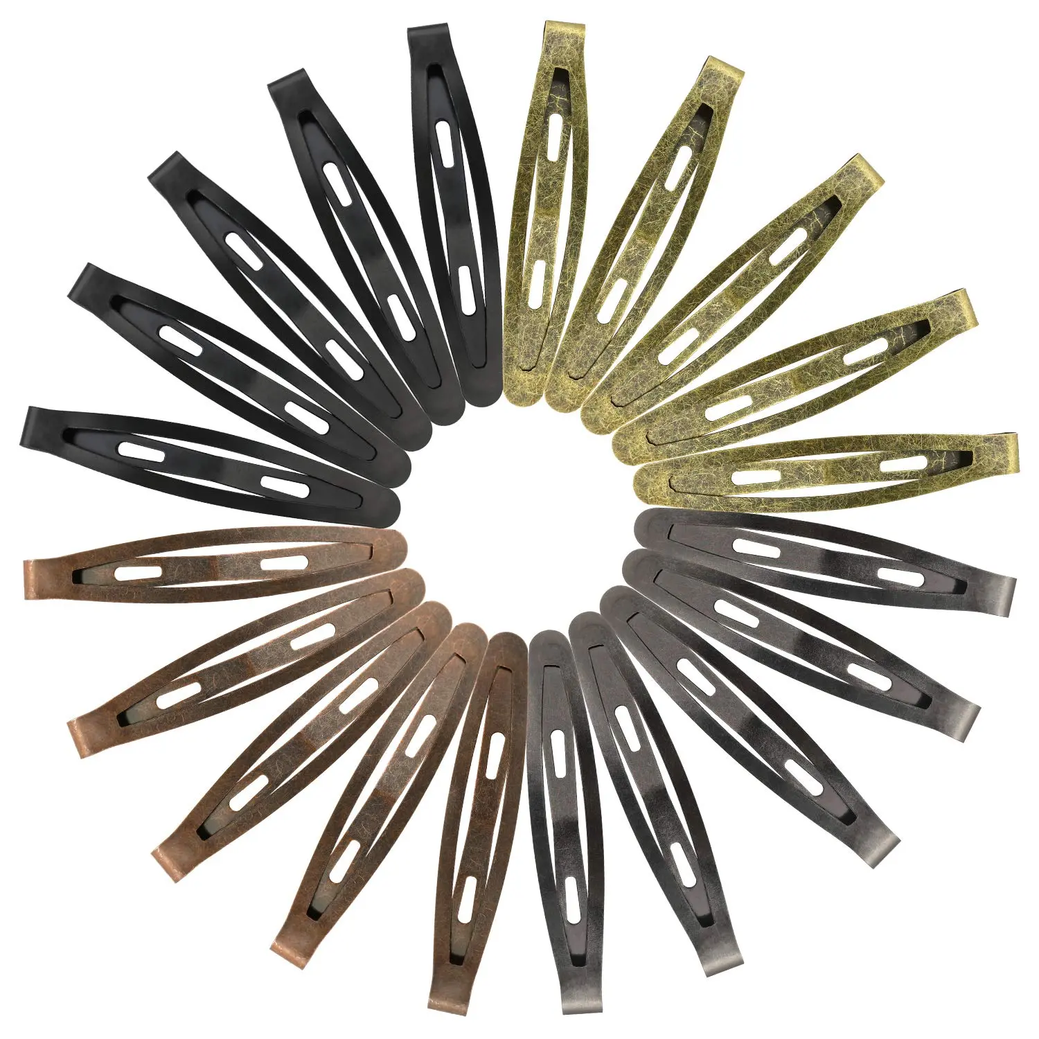 40 Pcs Plain Metal Snap Barrettes, 2.4-Inch Oval Contour Hair Clips for Women, Men, and Girls in Classic Colors, Male, 2.4 Inches, Female, Long Hair Clips, Unisex, Contoured