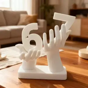 1pc Number 67 Hands Sculpture Modern 3D-Printed Desk Decor with Number 67 Display, Durable Plastic Figure for thanksgiving ,Wedding,Anniversary Gift -Number 67 Lovers Statue