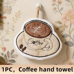 A Single Item, a Creatively Designed Coffee Towel That Hangs, Made of Thick Coral Fleece, Dries Quickly, Has Excellent Water Absorption, Ideal for Use in Bathrooms, Kitchens, And Restaurants, And Serves As a Charming Home Decor Piece