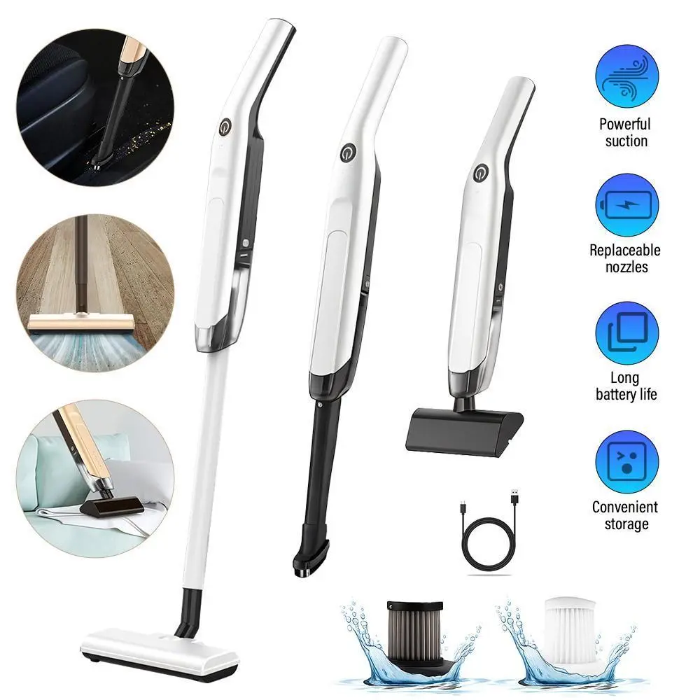 3-in-1 Cordless Handheld Stick Vacuum Cleaner, 100W Powerful Motor, 9000pa Deep Lift, Multiple Attachments, Extension Tube, Washable HEPA Filter, Simple Setup for Quick Start, for Domestic Hard Floors & Carpets, Pet Hair Cleaning#DealsForYouDays, Cordless