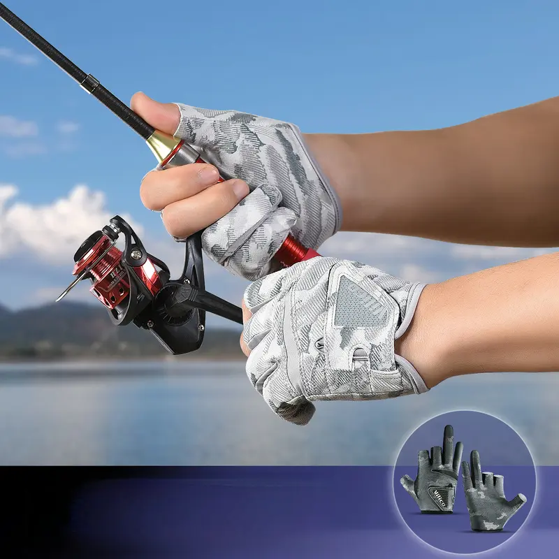 Outdoor cycling and lure fishing gloves, three-finger design, non-stick bait, wear-resistant, non-slip half-finger gloves