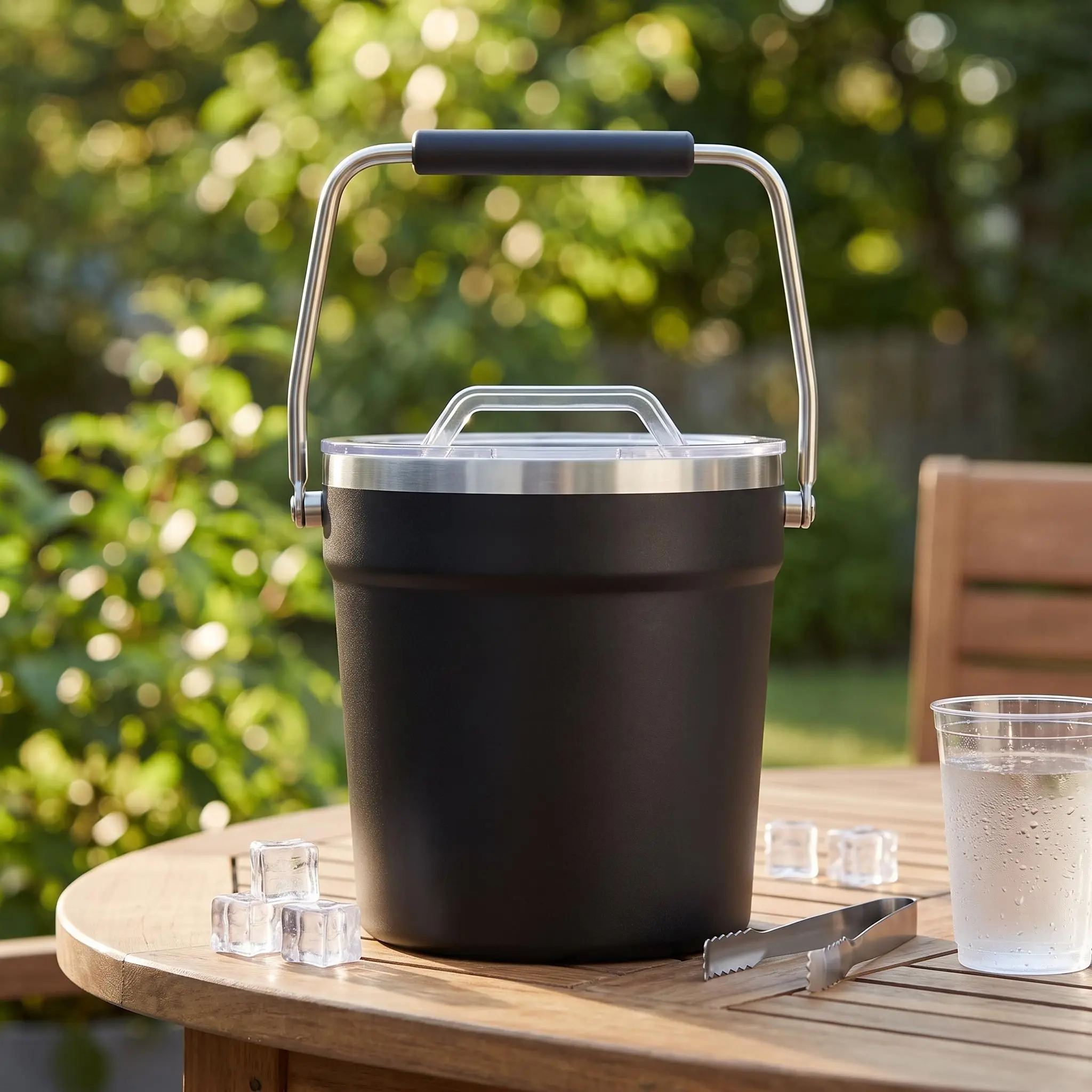4L Double Wall Insulated Stainless Steel Ice Bucket, Large Capacity Beverage Cooler Tub, Keep Ice Longer Storage Bin for Wine Champagne Cocktails, Home Bar Kitchen Party Outdoor Entertaining