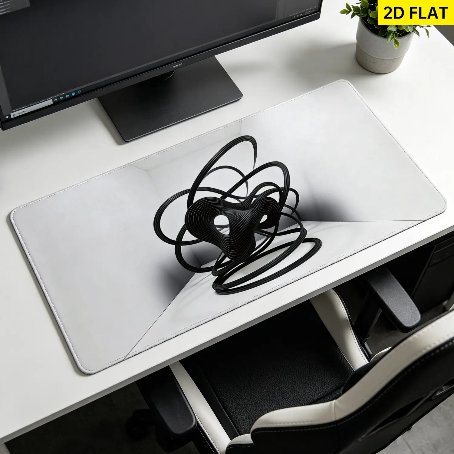 Extra Large abstract black 3D swirl art Mouse Pad,Non Slip Rubber Pad,Desktop Decoration Drotection Pad,Washable,Lock Edge Multi Size,Premium Multipurpose Mousepad For Office,Gaming,Gift for Family and Friends