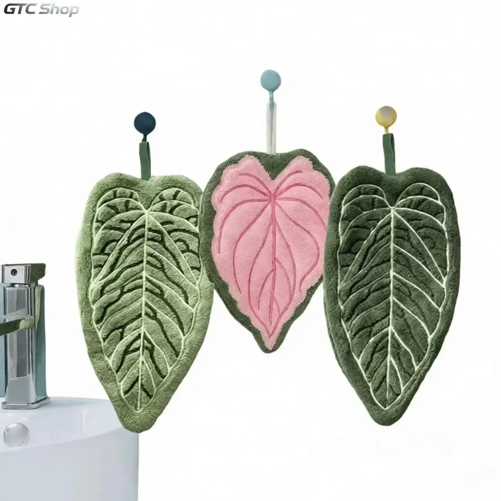 3‑Pack Botanical Leaf Hand Towels, Ultra‑Absorbent Quick‑Dry Coral Fleece Hangable Towel Set, Aesthetic Home Décor, Apartment Essentials for Kitchen & Bathroom Daily Use