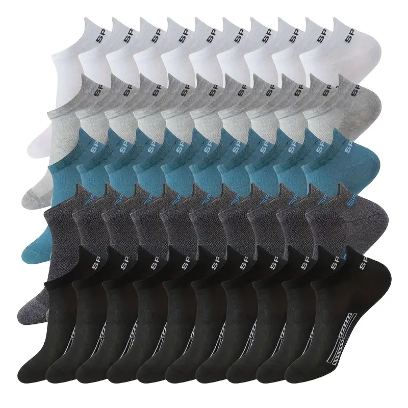 Men's 50 Pairs-Black Plain Ankle Length Socks - Ultra-Comfy, Breathable, Moisture-Wicking, Anti-Odor Soft Polyester No-Show Socks with Elastic Opening, One-Size Menswear for Gym, Running & All-Season Casual Attire