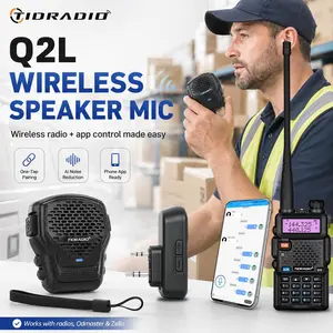 TIDRADIO Q2L Multifunctional Wireless Speaker Mic for Walkie Talkie Ham Radio, Bluetooth PTT Microphone with Odmaster Global PTT Communication, AI Noise Reduction, Optional BL-2 Adapter for Most Radios