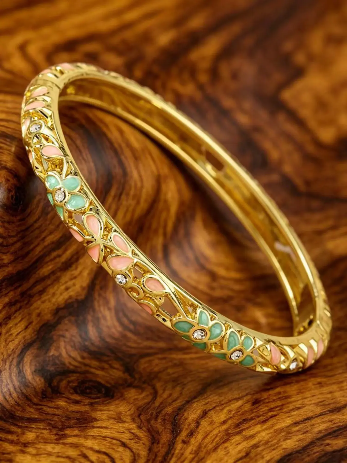 Vintage Court Style Oil Drip Flower Exquisite Bangle Bracelet, Jewelry Bracelets, Versatile Accessory, Elegant Geometric Design, Perfect Gift for Valentine's Day, Christmas, Parties, Anniversaries