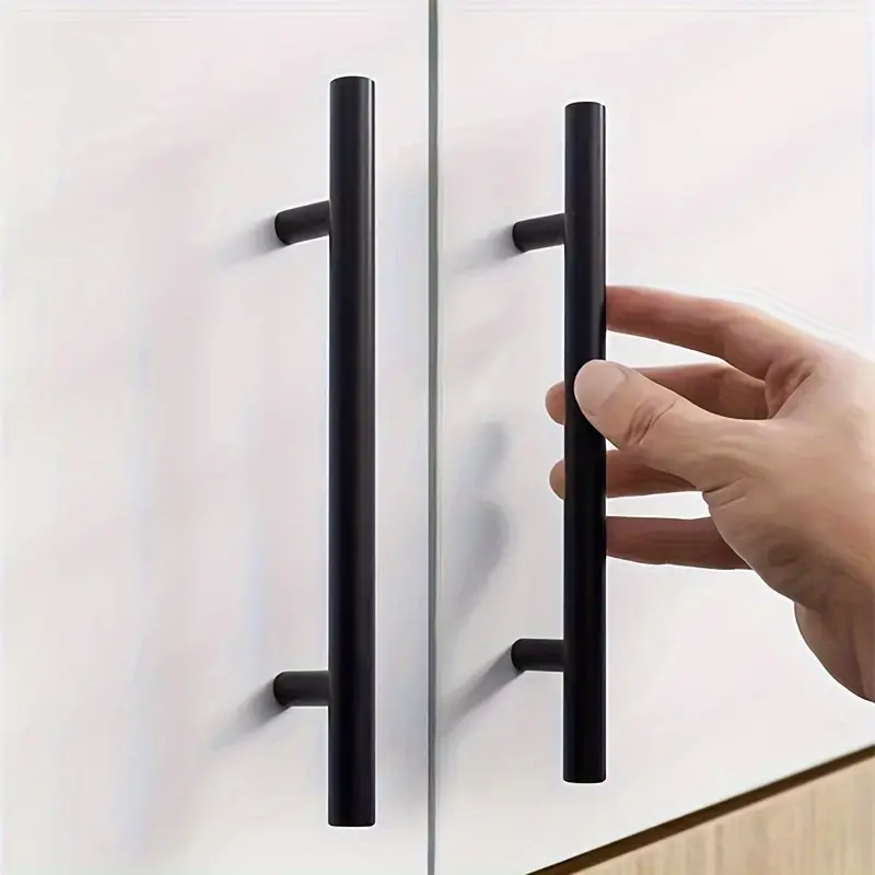 20pcs Black Brushed Matte Finish Metal Door Handles - Ergonomic Design for Kitchen Cabinets, Bathroom Drawers, Wardrobe