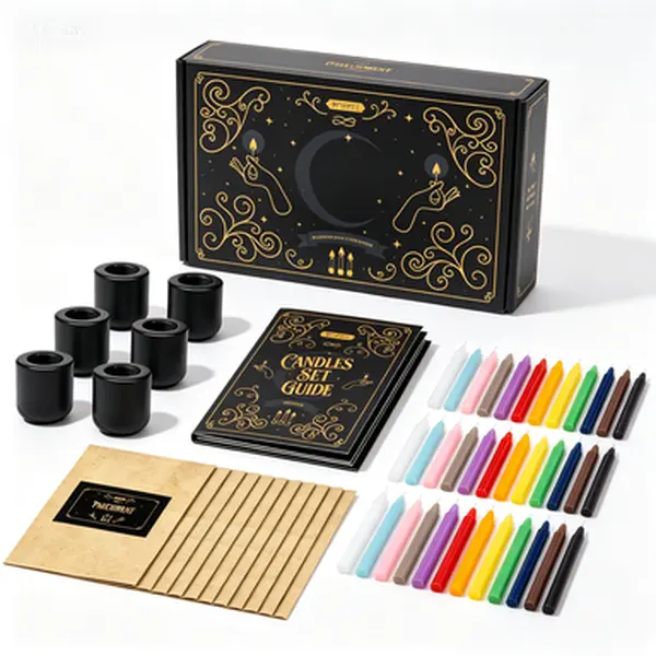 36 Ritual Spell Candles Set - Colored Taper Candles for Witchcraft, Wiccan Supplies & Home Decor - 5" x 1/2" Chime Candles with 6 Metal Candle Holders - Reusable Candlestick Kit for Altar, Meditation & Crafting