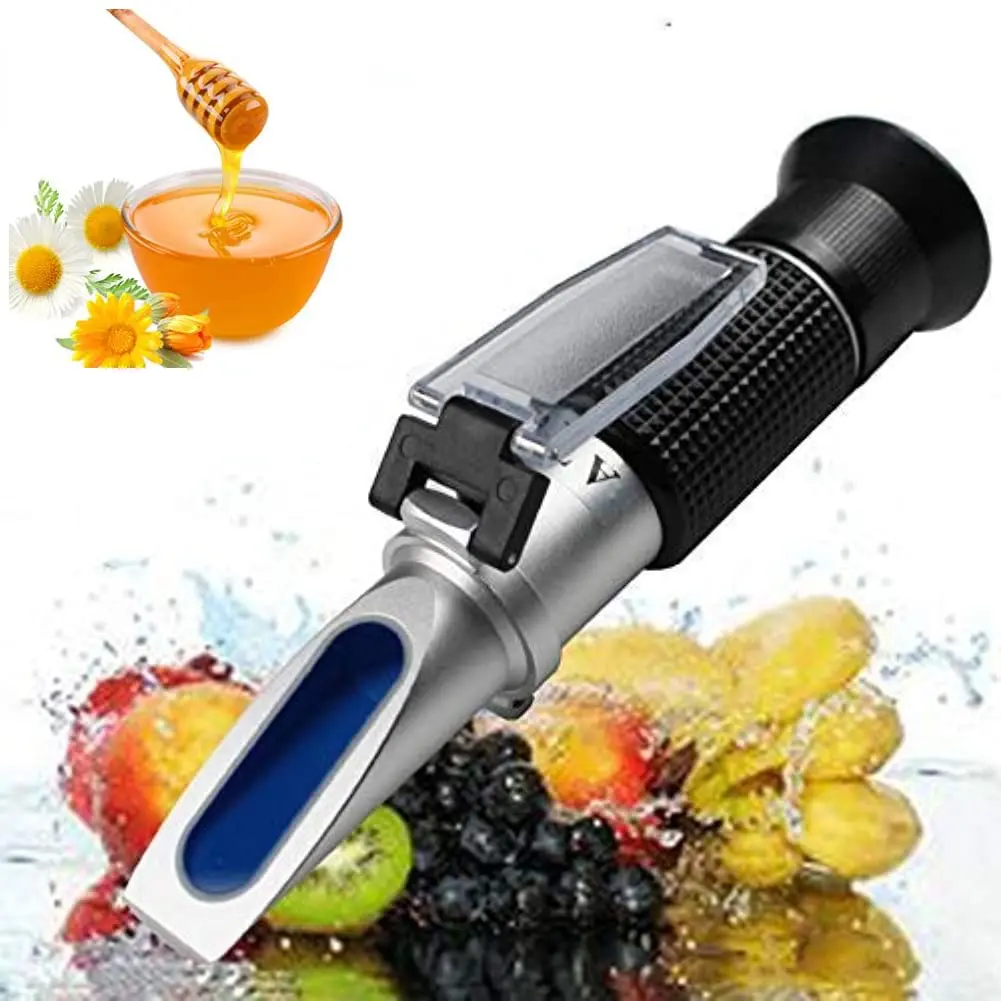 Honey Refractometer with ATC, 3-in-1 Refractometer for Honey Moisture, Brix and Baume, 58-90% Brix Scale Range Honey Moisture Tester, Ideal for Honey, Maple Syrup, Molasses, Bee Keeping