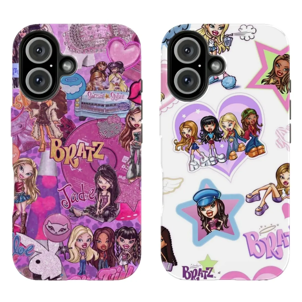 Pastel Heart Star B3atz Sticker Phone Case Vintage Y2K Girly Cartoon Graphic Protective Case Compatible with iPhone 17 Promax 16 15 14 13 12 11 and for Samsung S22 S23 S24 S25 S26 Ultra Best Gift for Girls Women