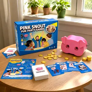 1 Set Hilarious Pink Pig Nose Party Game Kit, Comes with 150 Challenge Cards, 5 Pig Nose Masks, Interactive Group Game for Friends & Family, Fits 4–8 Players, Ages 12 and Up