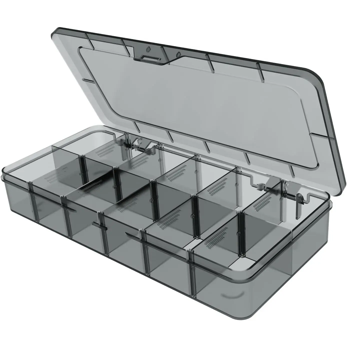 Clear Organizer Box,12 Grids Organizer Box with Removable Dividers for ,Bead Storage Organizer Box,Plastic Compartment Container for Tool Tackle Box, Gray