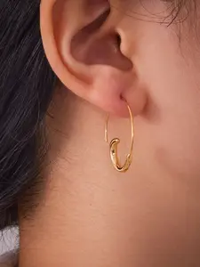 European and American Fashion High-Quality Stainless Steel C-Type Fish Hook Earrings, Unique Design Ear Rings, Trendy Jewelry for Women