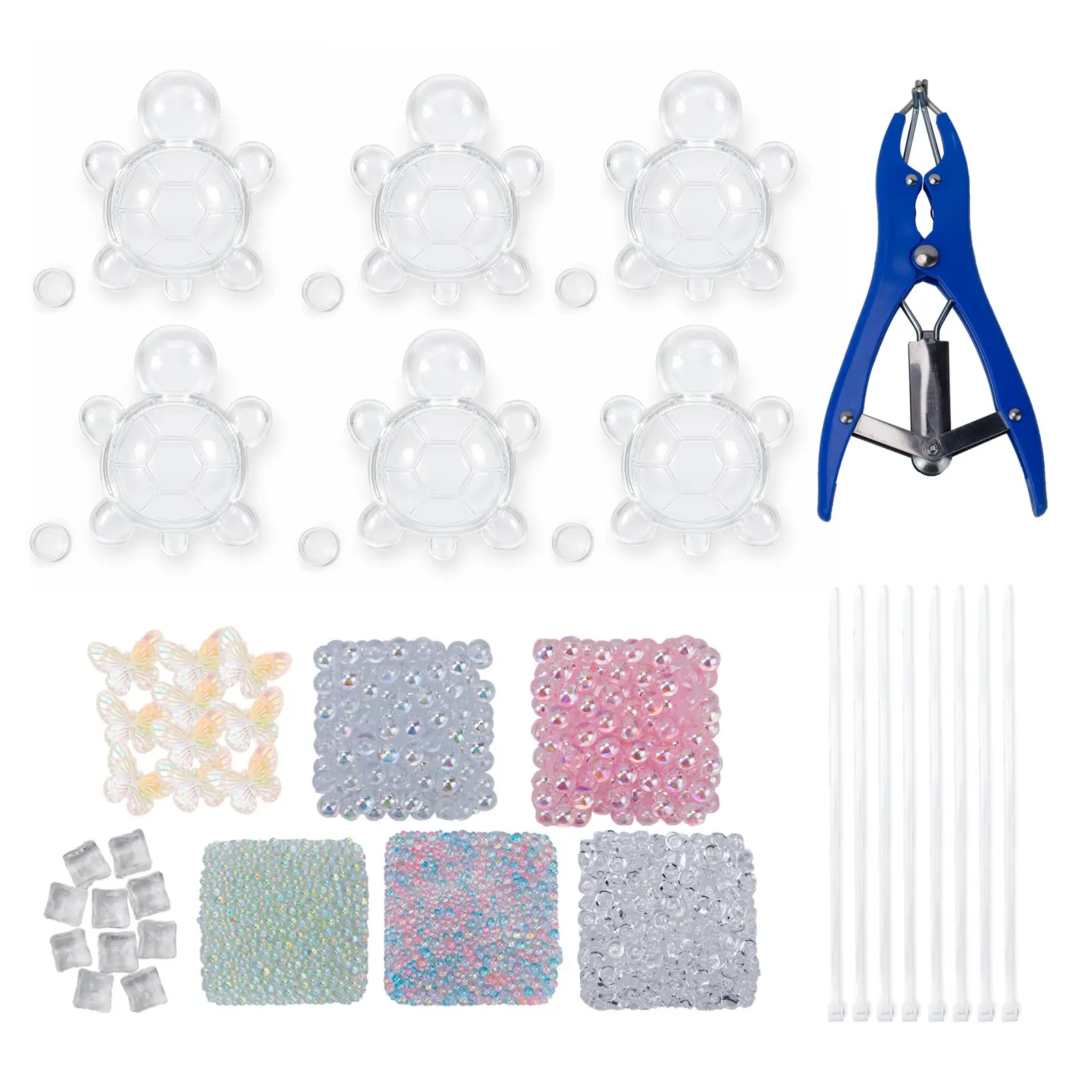 DIY Handmade Stress Relief Ball Kit, Stress Relief Fidgeting, Stress Ball Fidgets, Transparent Turtle Skin, Shiny Series, Includes 6 Accessories, 6 Balls, Expander Tool, 8 Straps, Instructions