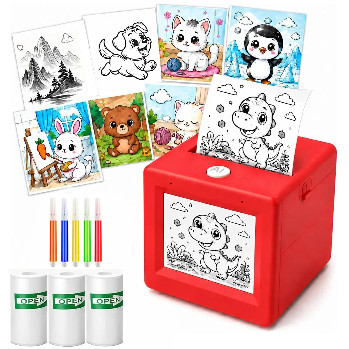 Ai Mini Printer with 6 Art Modes, Ai Voice Sticker Maker, Ideal for Diaries, DIY Crafts, Creative Gifts, Perfect for Personalization