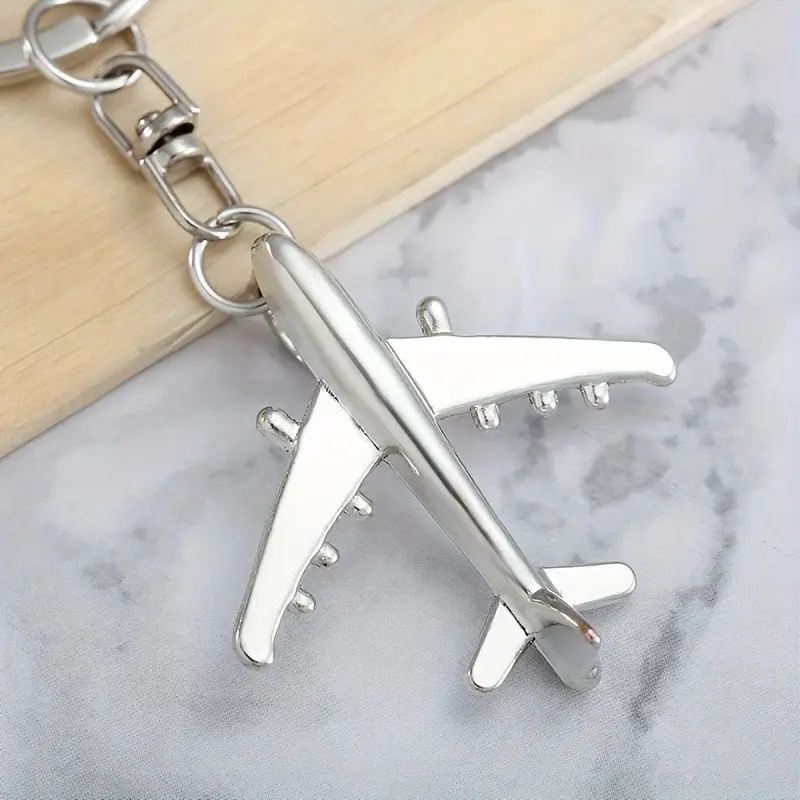 3D Metal Airplane Keychain, Unique Vintage Style Model Pendant, Creative Aviation Gift for Car Keys and Bag Charm, Plain, Elastic Waist, Airplane Model, Gift Bag Charm, No, Nylon