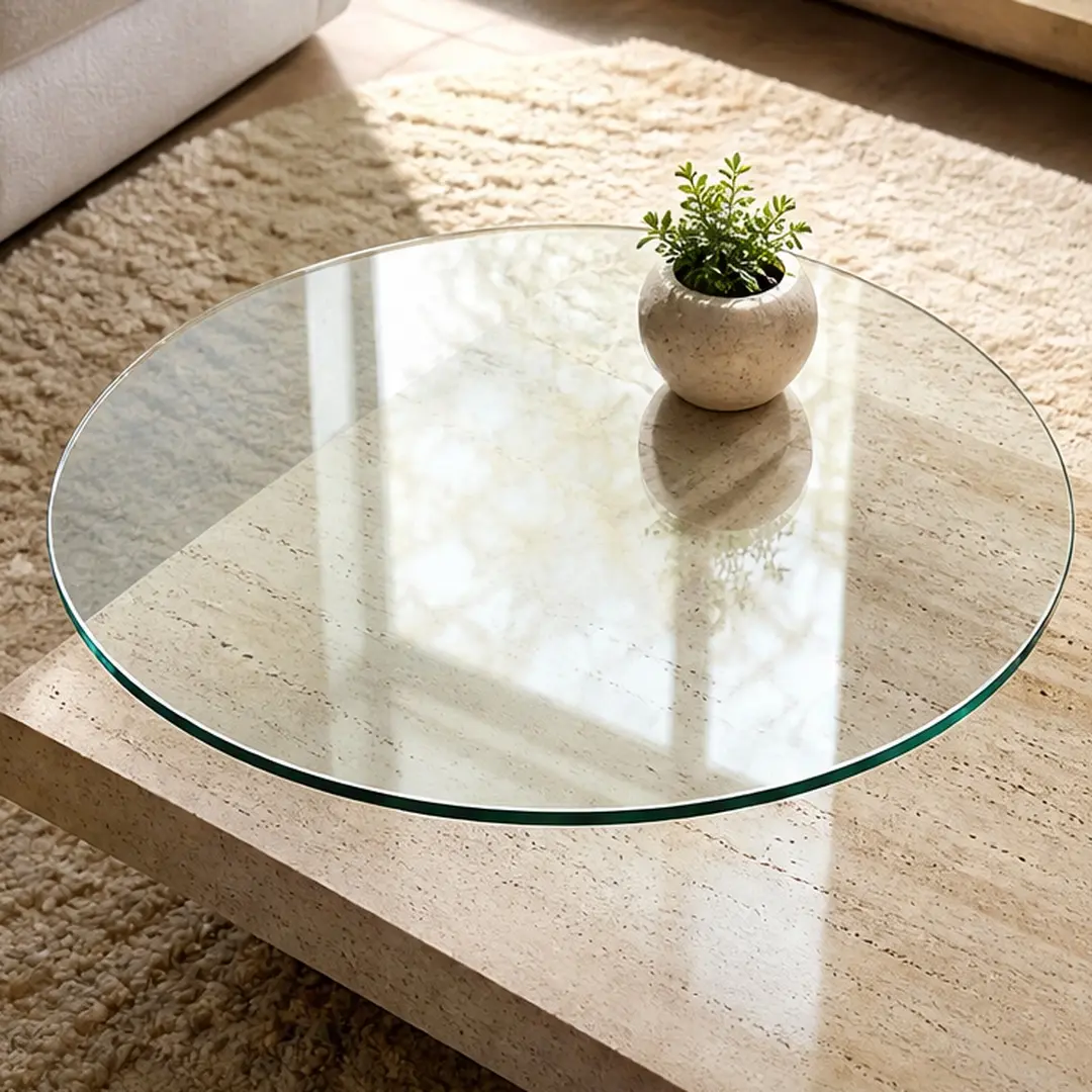 ARCH 30 Inch Round Tempered Glass Table Top Clear 1/4 Inch Thick Flat Polished Edge Coffee Table Top Replacement for Living Room Dining Room Patio Office Furniture, Transparent Color Options, Tempered Glass Material, Product Dimensions: 30.00 W x