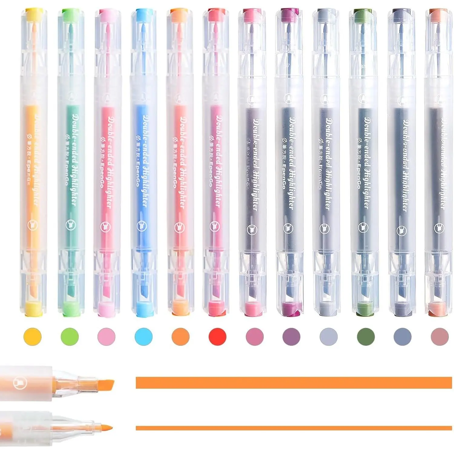 Highlighters No Bleed, 12 Pack Double-Ended Pastel Quick-Dry | Chisel & fine  tips, no smear smooth ink. Ideal for  study, school, note taking, journaling & art projects.
