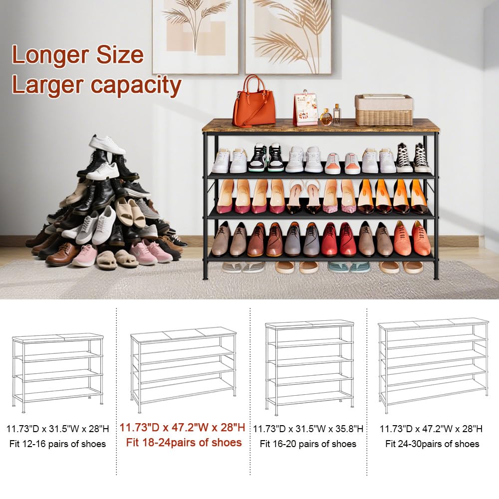 LINZINAR 4 Tier 5 Tier 6 Tier Metal Shoe Rack Organizer with MDF Top Board for Entryway Hallway and Closet Storage Modern Home Deals For You Days