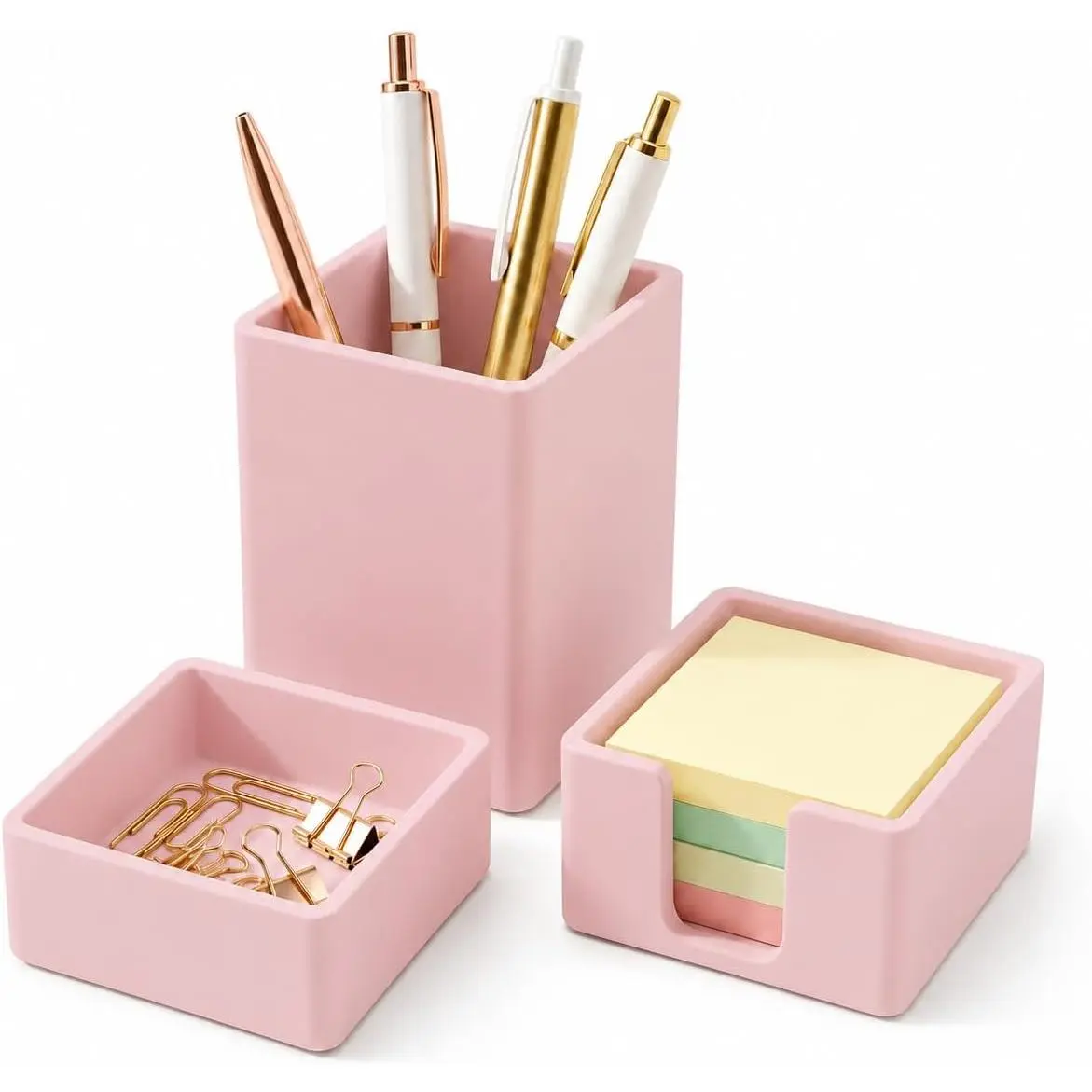 Aesthetic  Desk Organizer Set of 3,Modern Office Desk Accessories with Pen Holder,Paperclip Tray,Sticky Note Holder,Stylish Functional Office Desk Decor for -to-school()