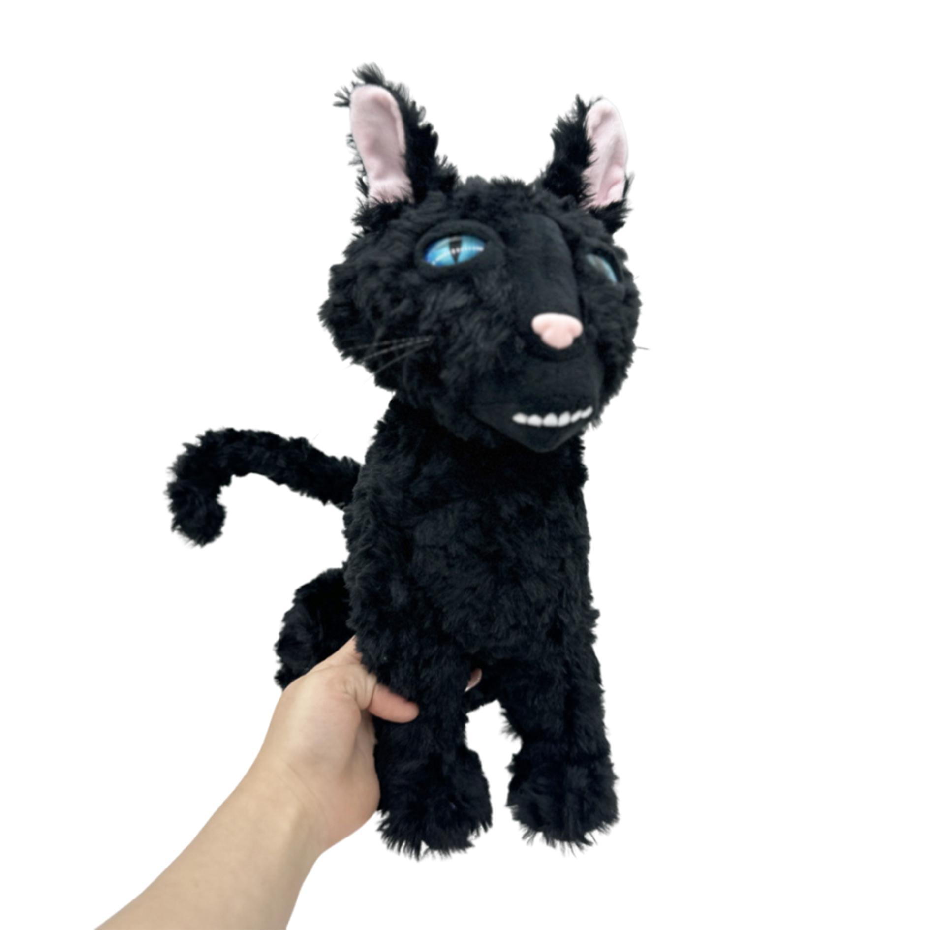 34cm/13.38in Black Cat Plush Toy, Cute Cat Plushie, Stuffed Animal Anime Doll, Desk Ornament, Decorative Toy, Perfect Toy, Soft Stuffed Figure, Huggable Collectible, Soft Cuddly Gift