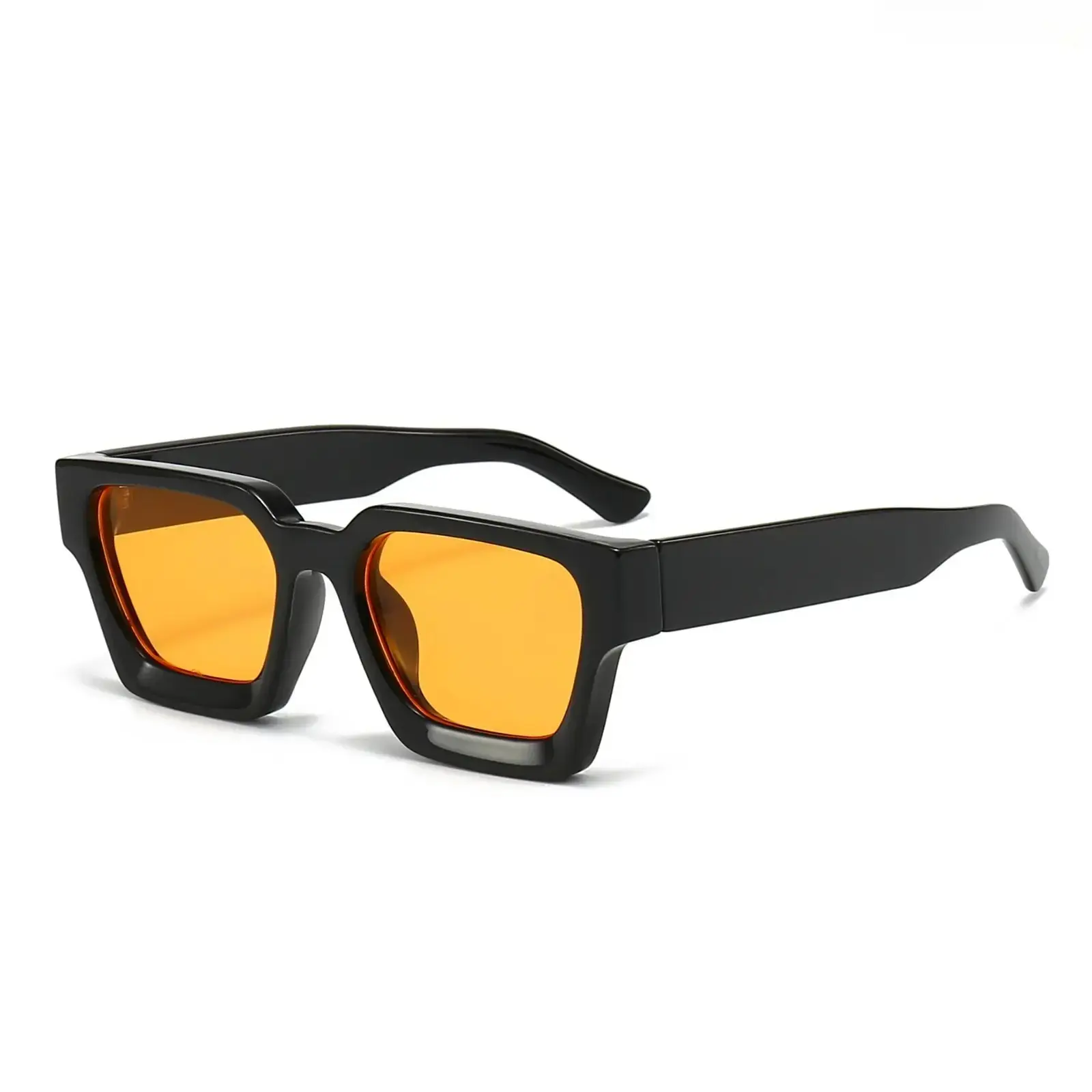 Retro Square Sunglasses, Thick Frame UV400 Shades with Orange Tinted Lenses, Trendy Y2K Unisex Fashion Eyewear for Streetwear, Driving, Travel, Festivals & Everyday Outdoor Wear sohochic