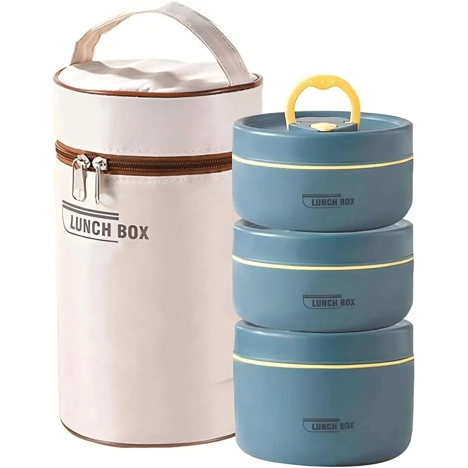 Portable Food Lunch Box Set, 3 Stackable Independent Compartments, Suitable for Adults and Kids, Includes Insulated Bag, Insulated Lunch Containers