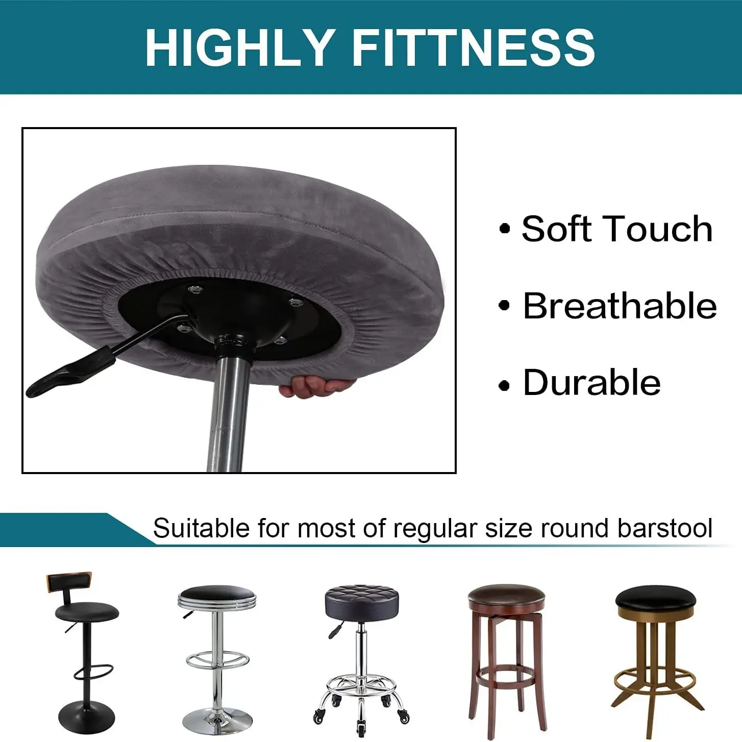 Poem & Yao 2 4 6pcs Ultra-Soft Thick Round Stool Covers, Bar Counter Lounge Chair Covers, Chair Protector Decor, Durable Design for Home Decor
