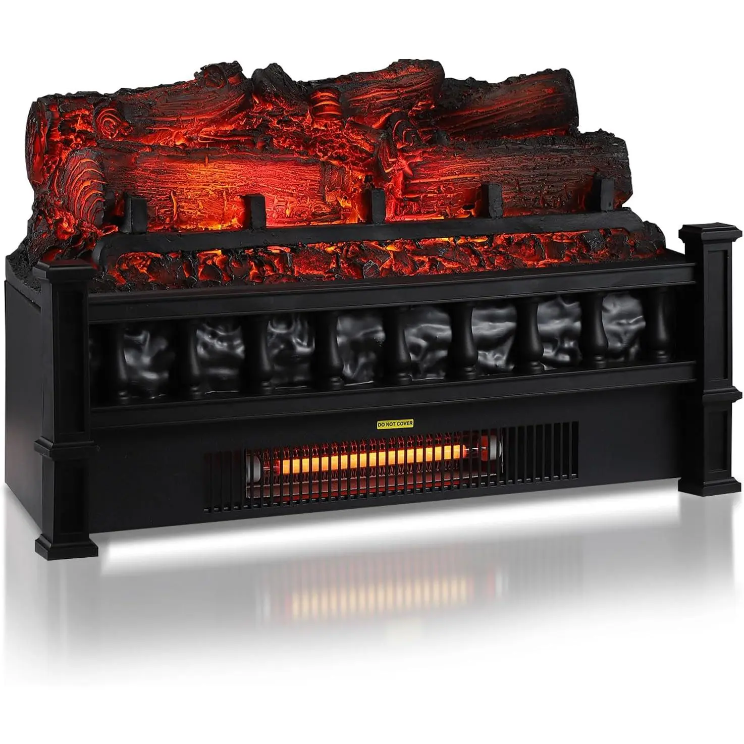Electric Fireplace Log Insert Heater with Remote & Thermostat 5 Flame Brightness, Overheat Protection, 1500W, for Home & Office Decor