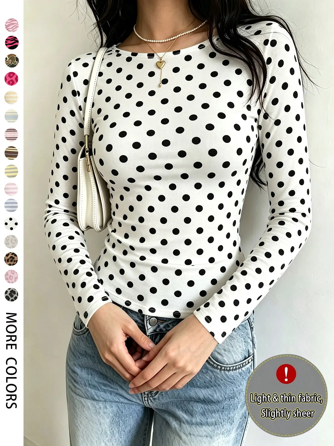 Women's Round Neck Long Sleeve Top, Slim-Fit Leopard Print T-Shirt, Casual Fall Winter Wear, Daily Home, Simple Fashion Design
