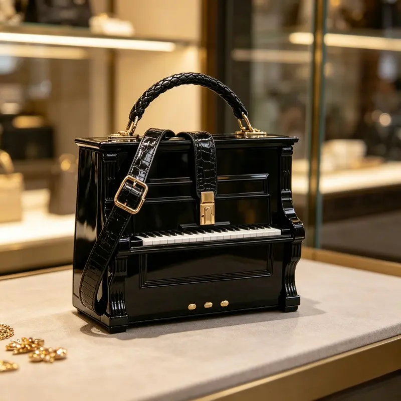 Unique mini upright piano shaped women's handbag, luxurious and innovative evening crossbody bag, fashionable accessories for wedding parties, concert nights, outings, birthdays, and gifts