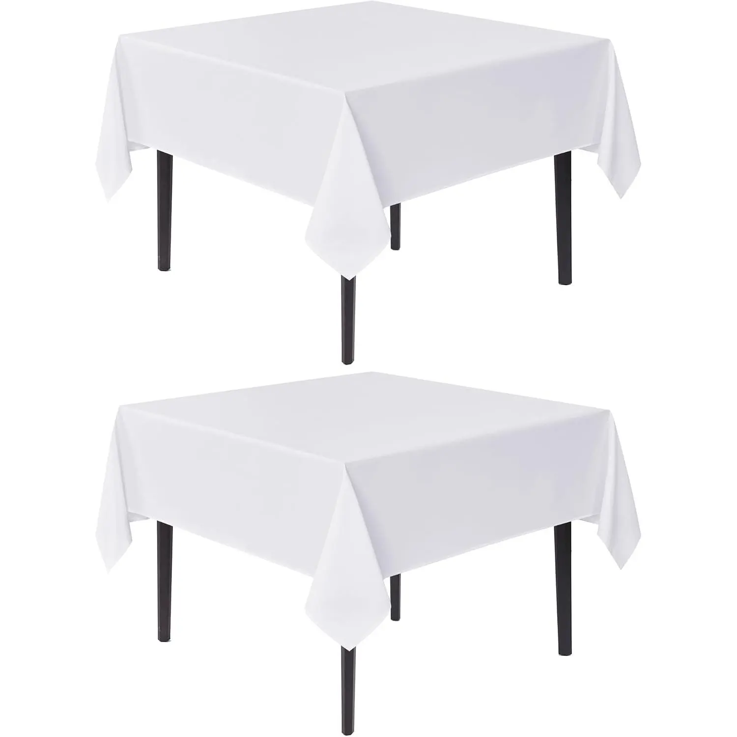 sancua White Square Tablecloths 54x54 Inch, 2 Pack - Fabric Table Cloth for Square or Round Tables, Washable Polyester Table Cover for Dinner, Holiday Party, Decorative Display Tables