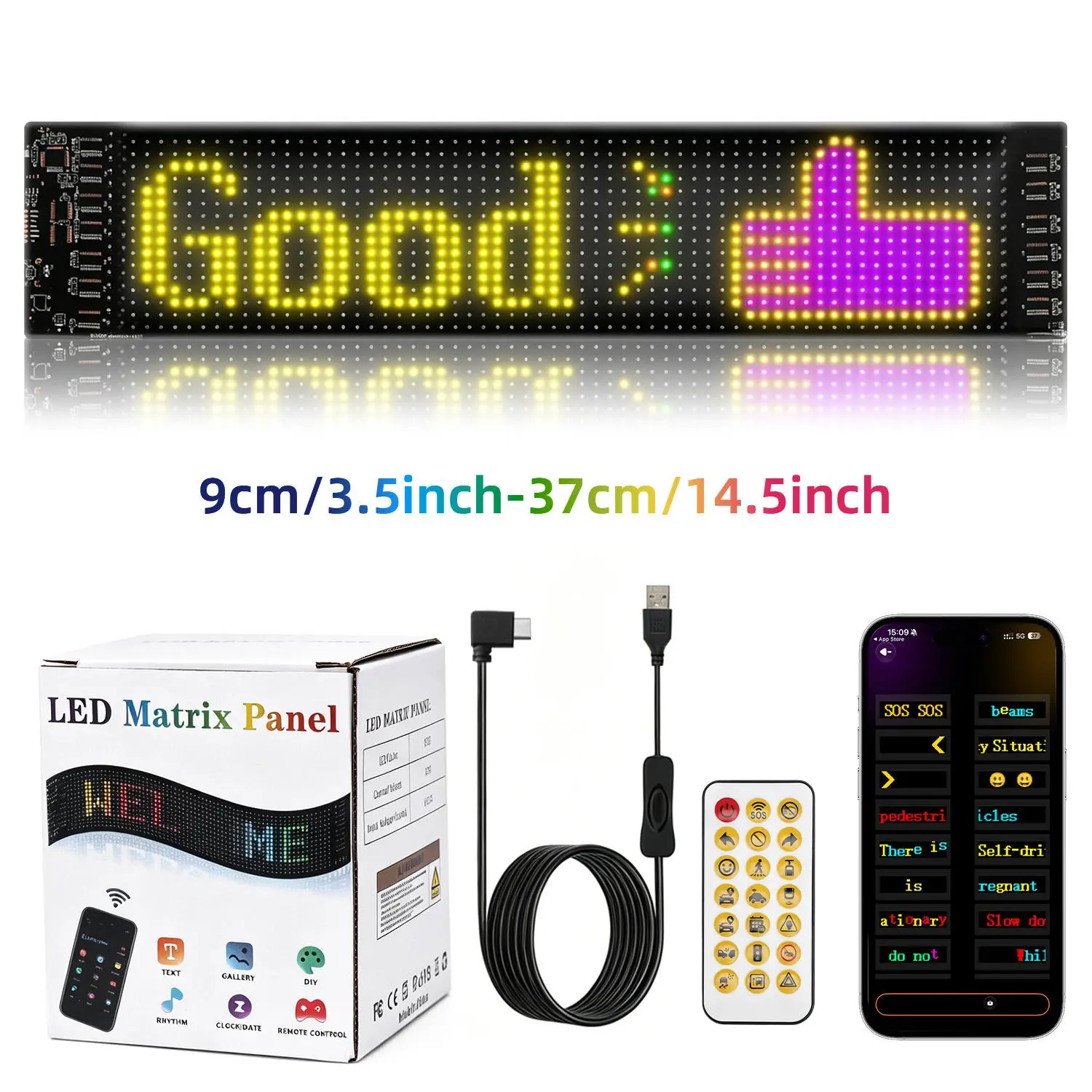 Scrolling Bright Advertising LED Sign, Flexible USB LED Sign Bluetooth App Control Custom Text Pattern for Store Car SUV Truck Windshield Bar Hotel Marquee l