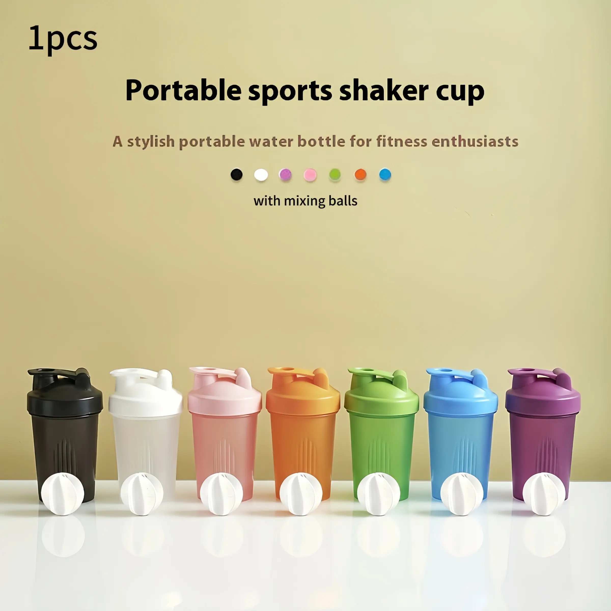 Protein Powder Shaker Cup with Mixing Ball, Sports Bottle, 13.5oz Leak-Proof Fitness Shaker, Ideal for Gym and Meal Prep, Includes Sponge Brush